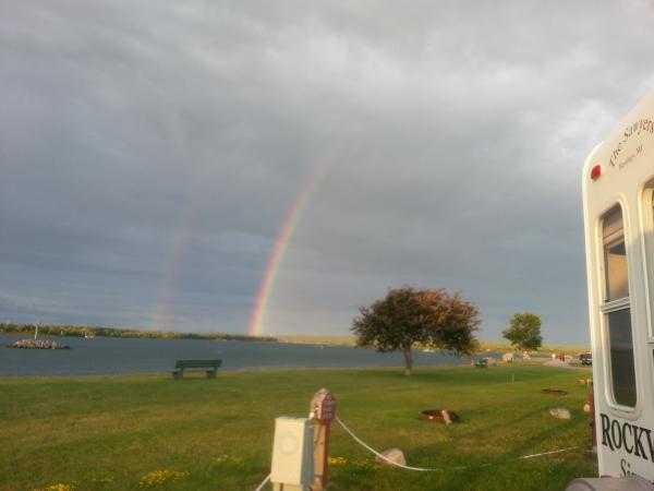 An intense rainbow as seen from our campsite on the St. Mary's River in Sault Ste. Marie, Michigan