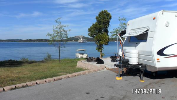 Another campsite view. Can also see The Shepard Of The Hills Tower, Chateau On The Lake, & the coasters looking toward Indian Point at Silver Dollar C