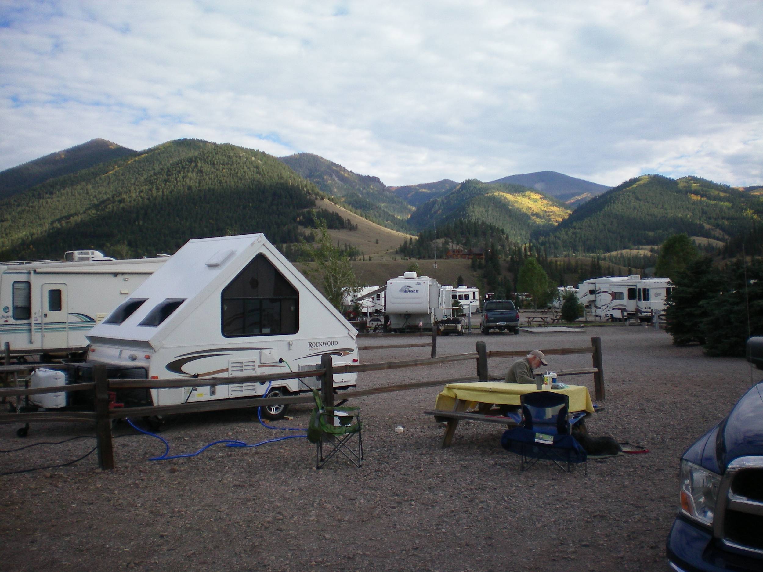 Another view of the San Juans and Aspens from our site.