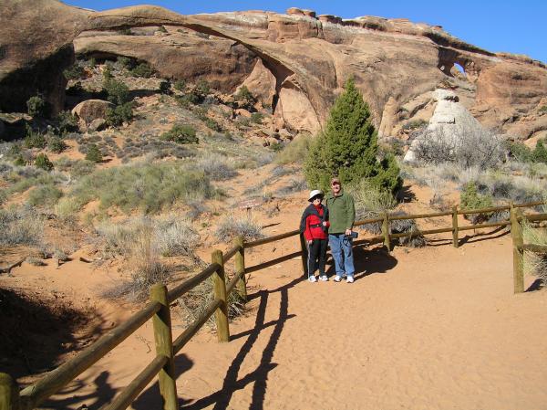 At Landscape Arch. Arches NP Utah.