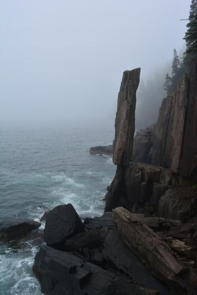 Balancing Rock in the fog