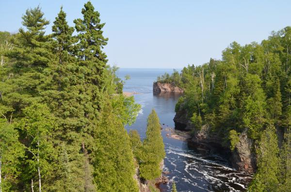 Baptism River feeding into Lake Superior