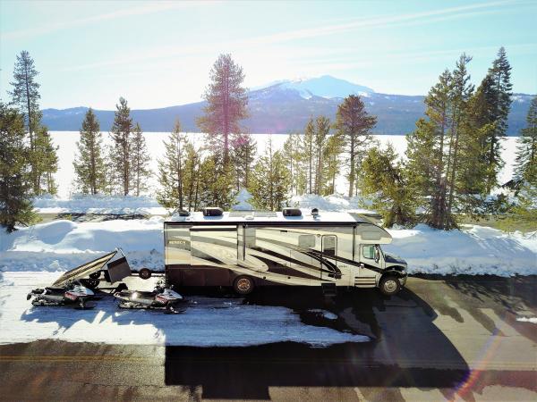 Basecamp which is actually to road around Diamond Lake which turns into the main snowmobile trail during the winter and they allow you to park and cam