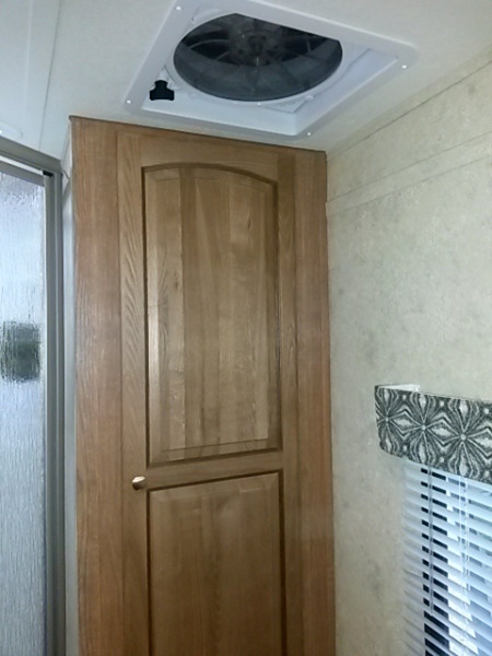 bathroom linen closet and high-speed exhaust fan