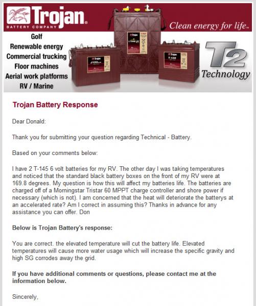 BATTERY   Trojan Battery Heat Response