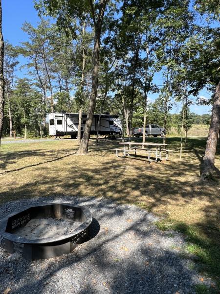 Between sites.  If you look beyond my friends camper you can see a field where we walked our dogs.