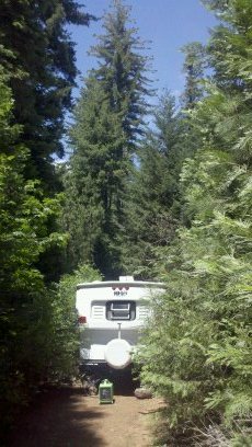 Boondocking El Dorado Forest, Blocking a logging road.