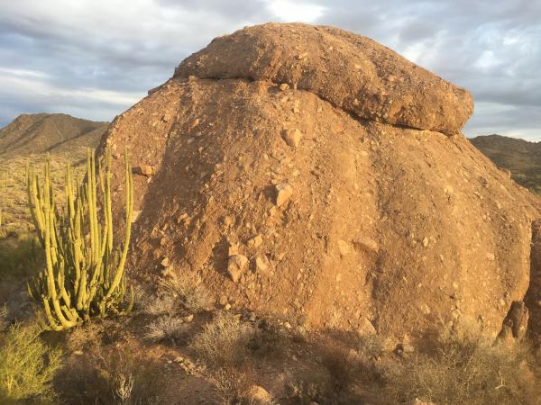 Breccia formation overlooking our site.