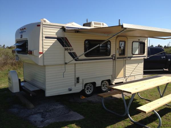 Camper in Galveston, Texas.