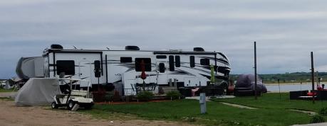 Camper put in its semi-permanent spot.