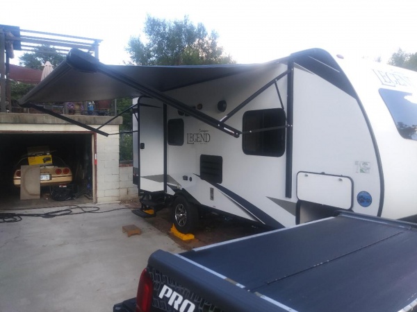 camper with awning out