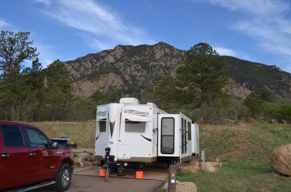 Campsite at Cheyenne Mountain State Park right at the base of NORAD