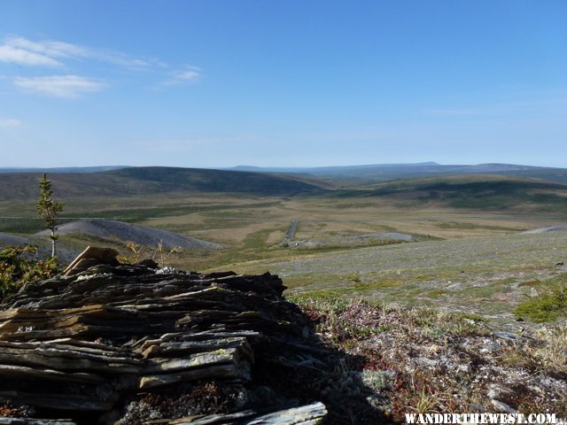 Campsite Picture center, hiking beside the Dempster