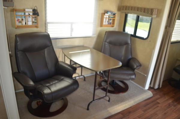 Chairs and table in place of "U" shaped dinette