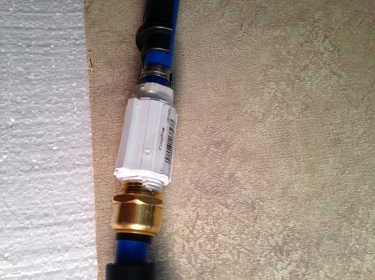 Close up of fittings used for water filter housing delete