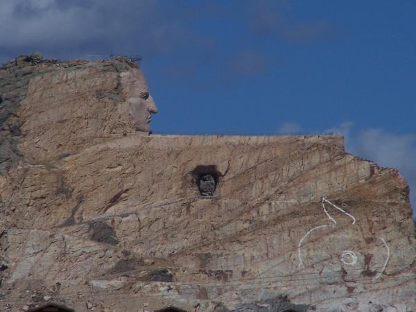 Crazy Horse monument.  A long way from being completed.  You can see part of the horse head that is still to be carved.