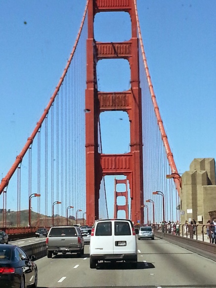 Crossing the Golden Gate bridge, San Francisco