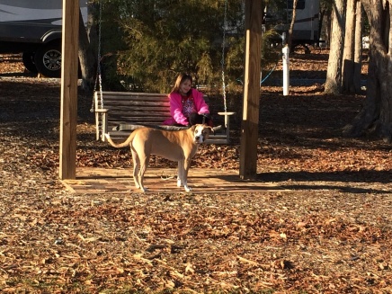 DD and Capone taking a break from our walk.