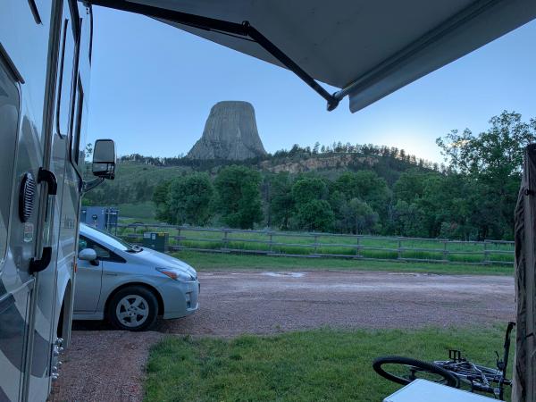 Devils Tower National Monument - Our site at Devils Tower KOA, with a front-row view of Devils Tower