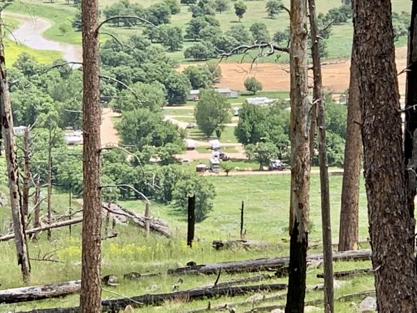 Devils Tower National Monument - Zoomed in view of our site from Devils Tower