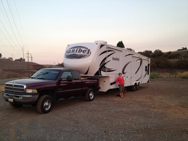 Donna with bandit and our 2013 Sanibel 3500