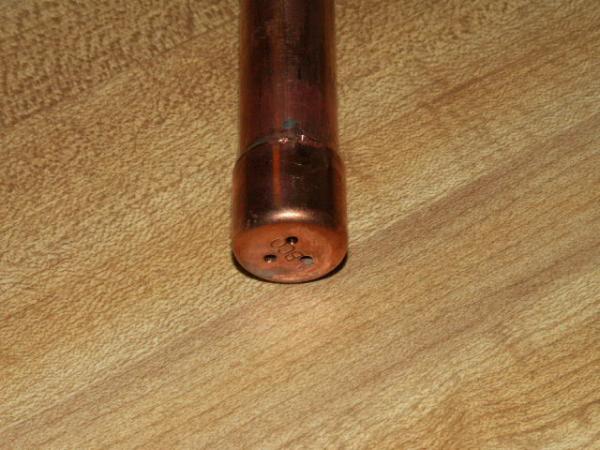 Drilled holes in 1/2" Copper Cap