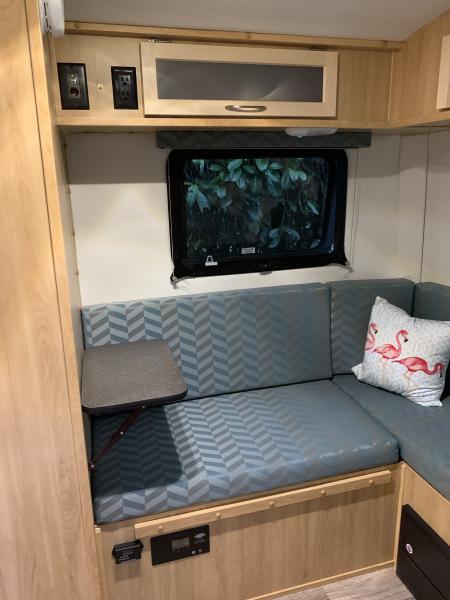 Driver side dinette added counter extension   TV setup in Dinette