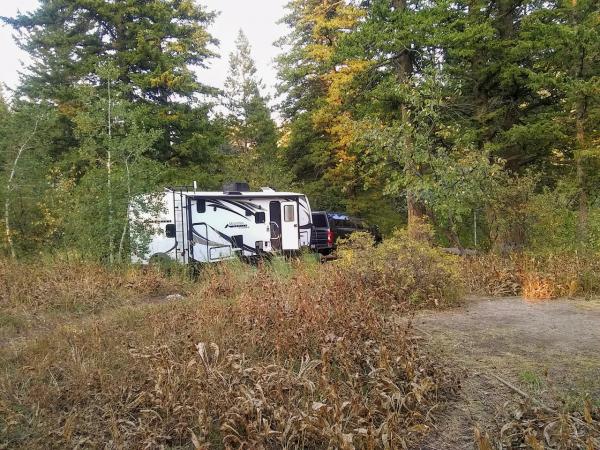 Dry camping at Scout Mountain Campground south of Pocatello, ID. Out of ~30 sites only 4 were taken so it felt like we had the whole campground to our