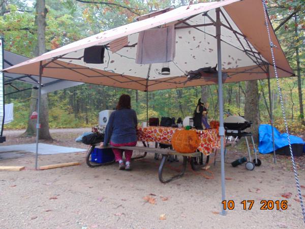 fall camping and rain, no problems for this Coleman Quick up shelter