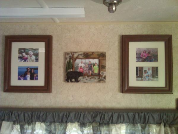 Family camping pictures mounted with velcro.