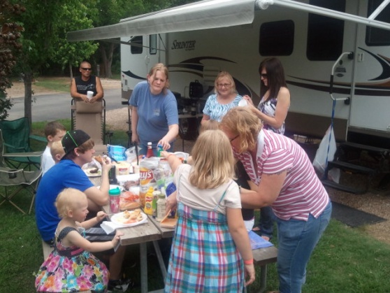 Feeding the masses, err  the daughters and grandkids   Easter 2010 at Rustic Creek in Burleson, TX