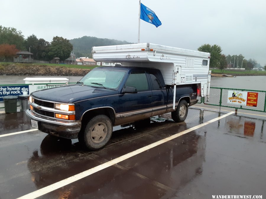 Ferry boat crossing of the Mississippi River.