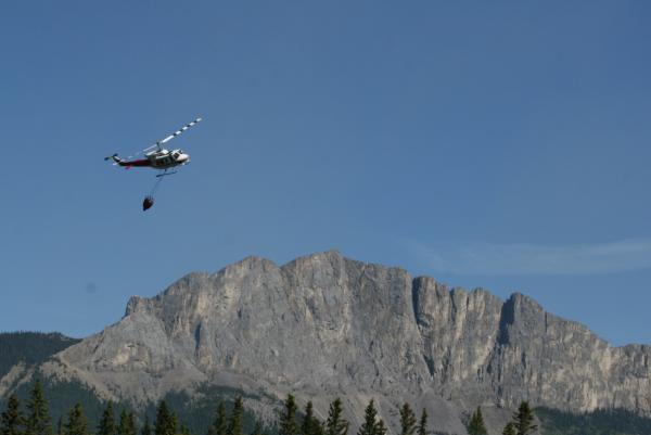 Firefighting helicopter of Mount Yamnuska - Kananaskis Country, AB