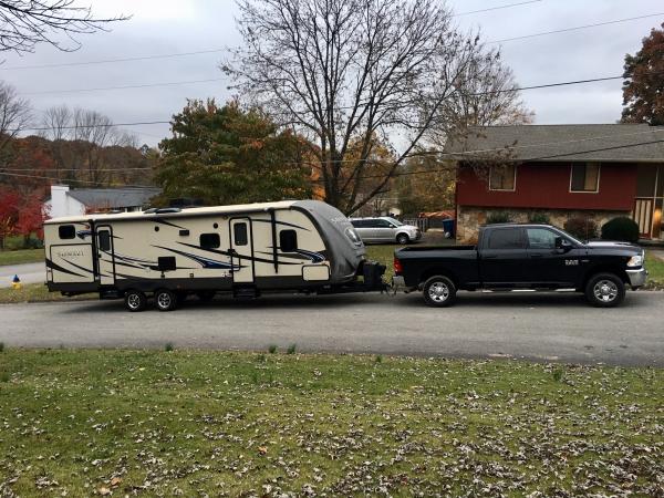 First time pulling it home on the bumper with no weight distribution or sway control.  We kept to the back roads, never got above around 45mph, and th