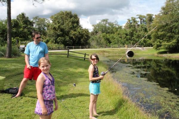 fishing by the swimming pool/ tennis courts