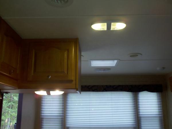 fixture on the ceiling is converted to all LED. Fixture under cabinet is the original bulbs