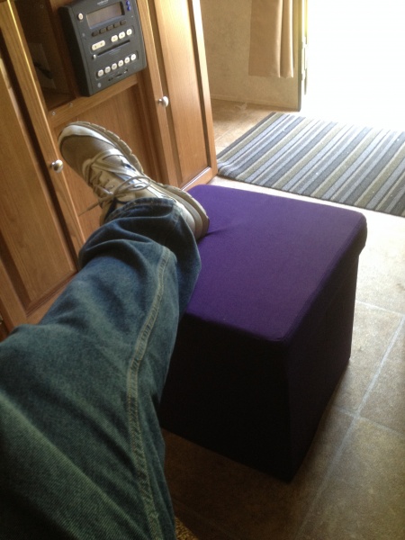 Foldable ottoman (in use)