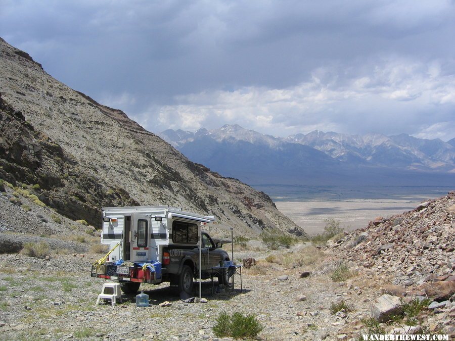 Fossil hunting in canyon facing Owens Valley.