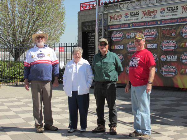 Frog Rally with Bob his wife Nancy, Walt (FR3 owner) and me in front of the Winners Circle Texas Motor Speedway last week.