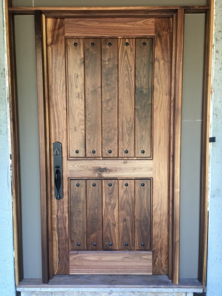 Front door solid black walnut, made by me and my wife