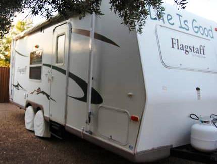 Front of Trailer Outside.  Not sure about the "Life Is Good" writing.