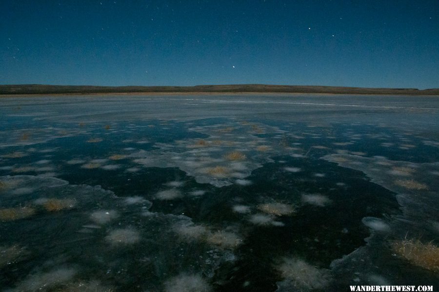 Frozen Big Spring Reservoir at Night