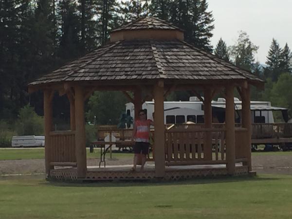 Gazebo, Firpit & Pond with trickling stream behind our site 42