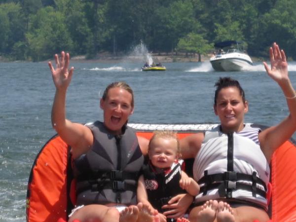 Getting our grandson on the water at an early age with mom and aunt Kel...Memorial Day 2011