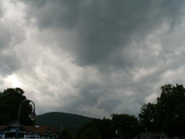 Gloomy looking clouds above.