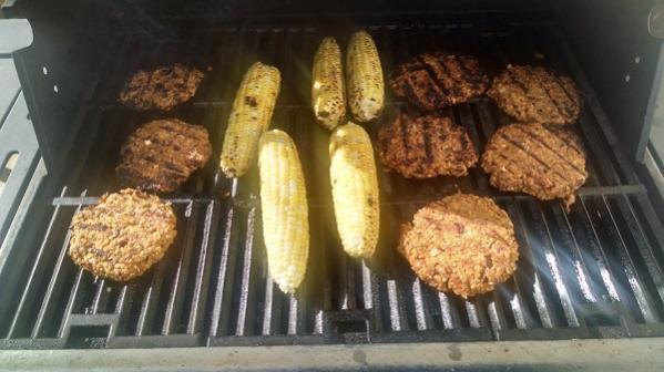 Good Eats for a Vegan Camper - Grilled Vegan Burgers and Corn