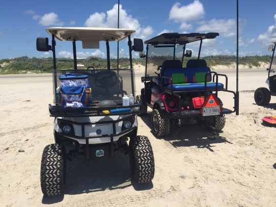 Gotta take the golf cart to the beach