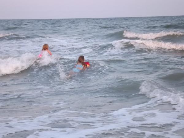 Granddaughters trying to swim to France !