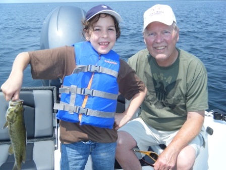 Hannah and grandpa bass fishing