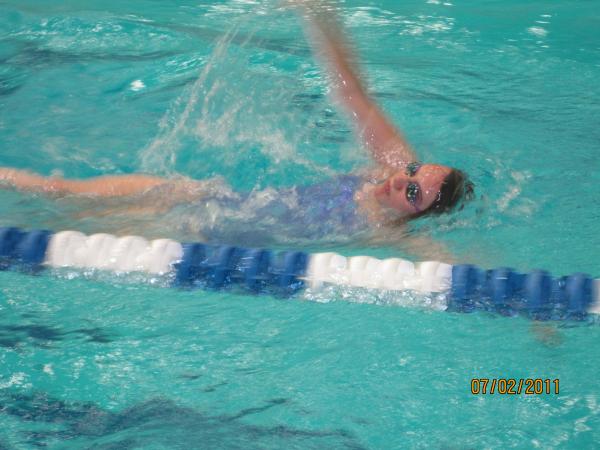 Hannah got to swim in the Penn State competition pool